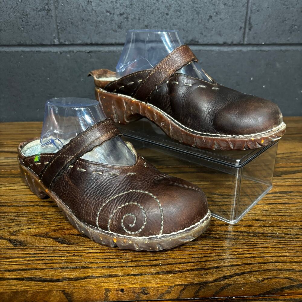 El Naturalista Women’s 40 Brown Leather Mary Jane Clogs Mules Comfort Shoes